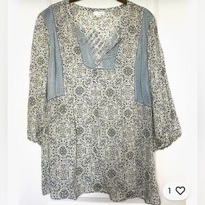 J. Jill Pastel Floral Boho Blouse Size S